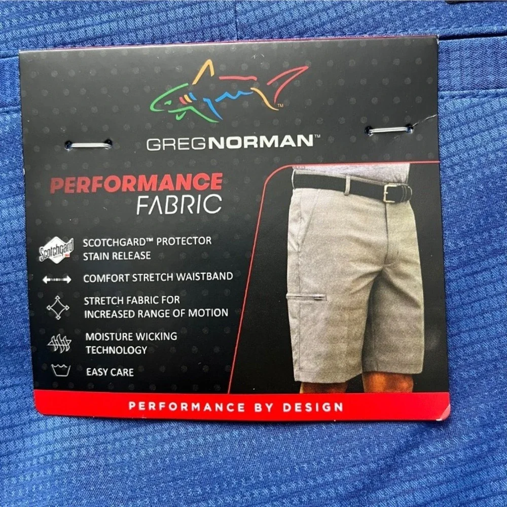 Greg Norman Performance‎ Golf Shorts Blue Size 34 NWT Stretch Moisture-Wicking